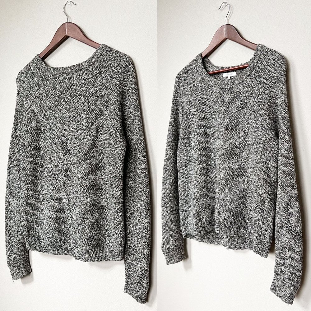 Madewell Province Cross-Back Pullover Sweater Cotton Blend Soft Marled Gray M